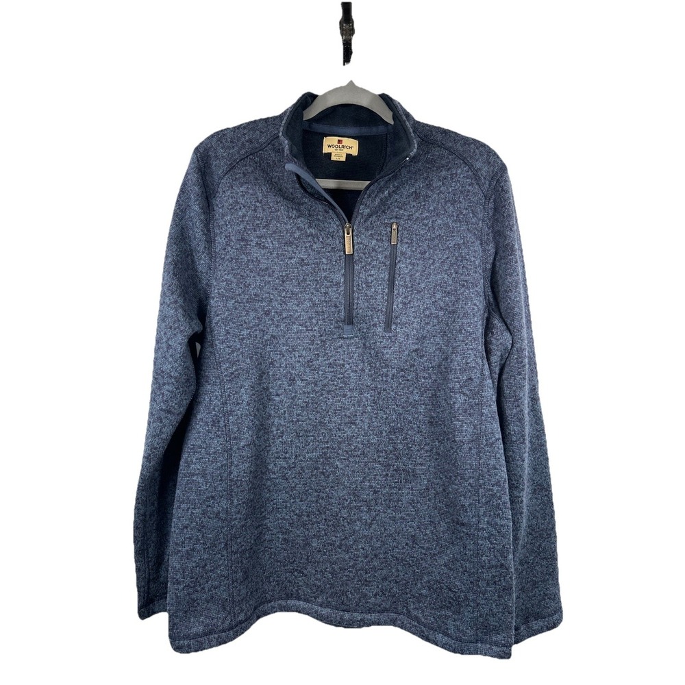 Woolrich Sweater Knit Fleece Quarter Zip Navy Blue L Heritage Cabincore Gorpcore
